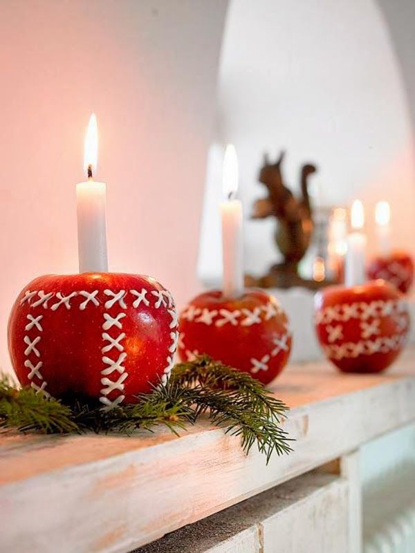 decorazioni natalizie in stile nordico mele porta candela