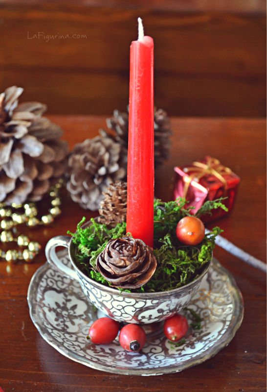 decorazioni natalizie homemade candela in tazza