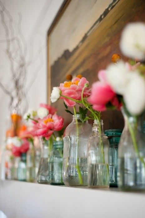 decorare casa con i fiori bottigliette