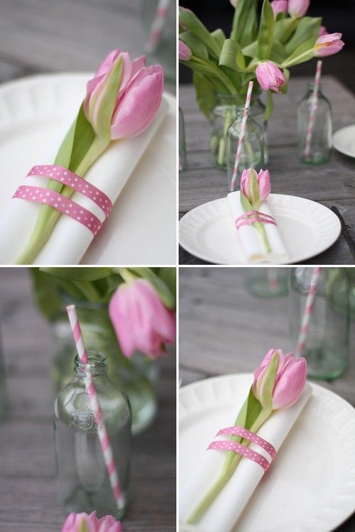 decorare la tavola di primavera tulipani