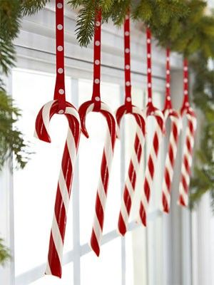 decorazioni natalizie per finestre bastoncini di zucchero