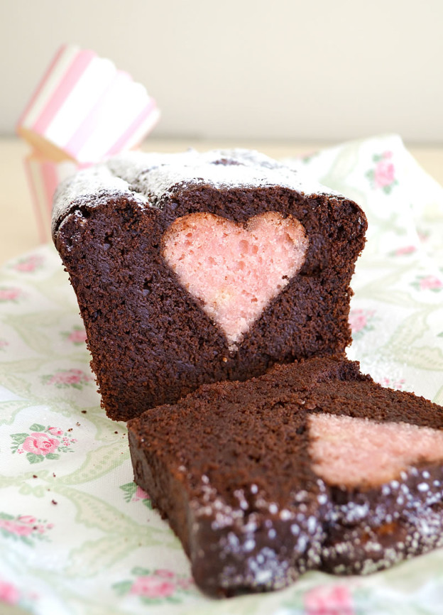 plumcake al cioccolato con cuore