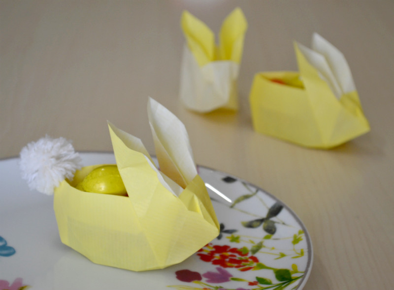 conigli origami con ponpon