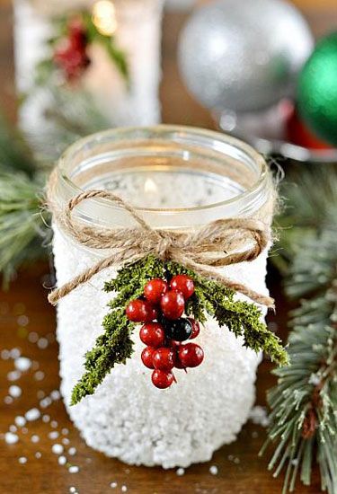 decorazioni natalizie per barattoli di vetro fa da te