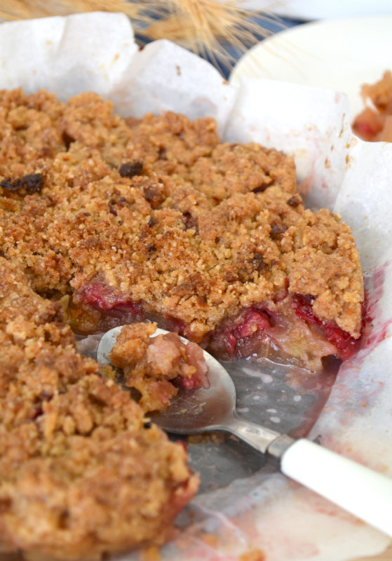 crumble cake con mele e lamponi