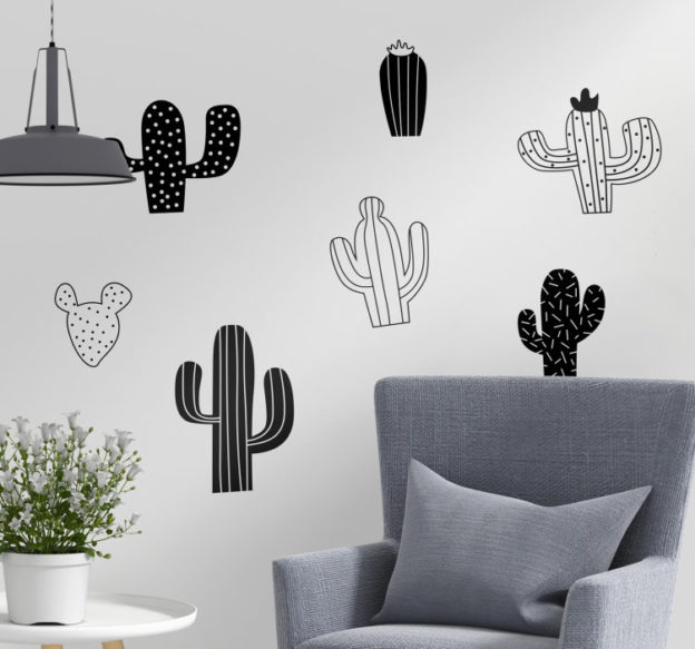 decorare le pareti cactus adesivi